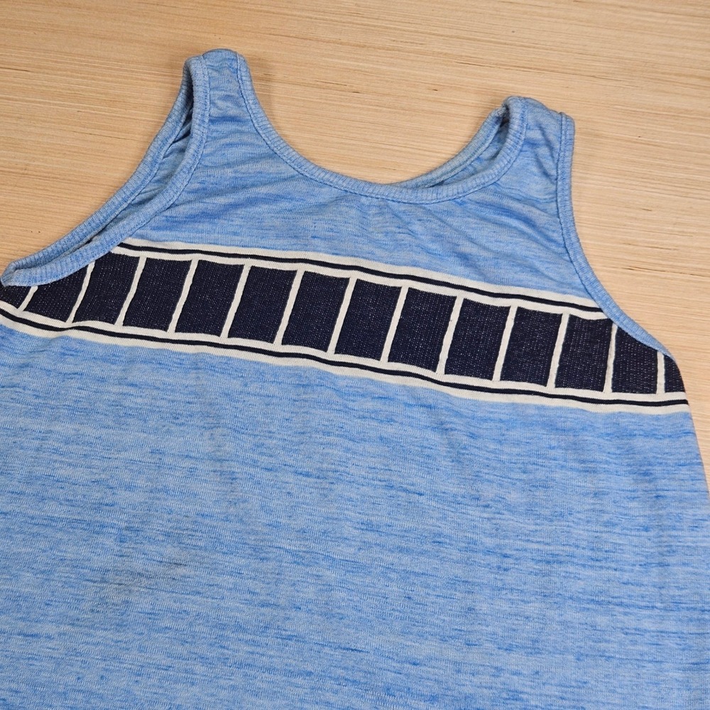 Yamaha Molly Design‎ Tank Top L Blue Striped Vintage USA Made Sleeveless Shirt